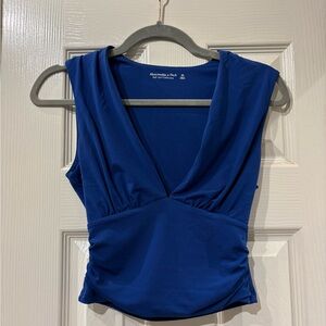 Abercrombie Blue Soft Sleeveless Plunge Tank Top
